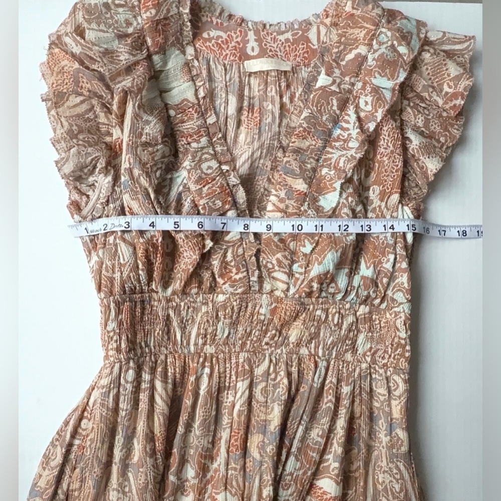 Ulla Johnson Blush Tan Paisley Ruffle Midi Dress - Picture 10 of 15